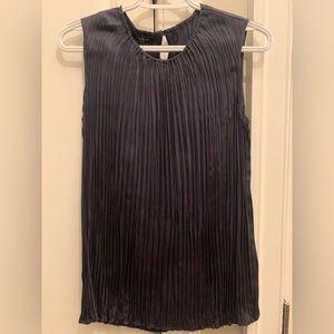 NWT Lafayette 148 New York silk blend shell chemise crinkle admiral blue small